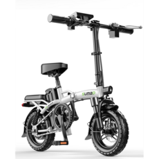 접이식 전기 자전거 14인치 PAS겸용 48V 주행거리 32km 8Ah 기본형 SUMAD 전동자전거, 화이트