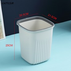CNTCSM 심플 주방 휴지통 가정용 거실 아이디어 휴지통 뚜껑 없는 누름고리 화장실 플라스틱 휴지통 트럼펫 화이트
