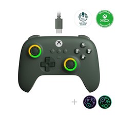 8Bitdo Ultimate C Hall Effect JoysticksHall Trigger Wired Controller RGB Lighting Fire Ring 3.5mm Au, 다크 그린