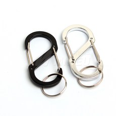 8자형 카라비너 알루미늄 66 30mm 키링포함 열쇠고리, 블랙