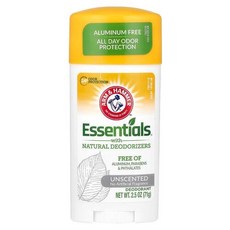 암앤해머 Essentials 천연 탈취제 함유 데오드란트 무향 71G 2.5OZ), 1개