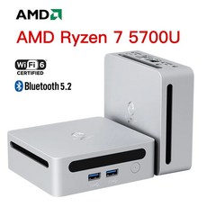 미니 PC 컴퓨터 데스크탑 머 AMD Ryzen 7 5700U5800H7730U7530U 윈도우 11 프로 16GB 500GB SSD 6 BT5.2 8K, AMD Ryzen 7 5700U, AU, [08] 32GB