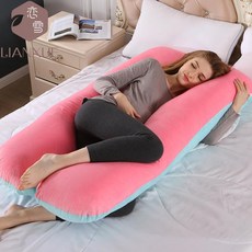 임산부엎드리기쿠션 임신선물 파묻히는 U자 산모 베고자는 꿀잠 엎드리기 대형, 원사이즈, 벨벳 핑크 블루