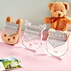 CEGA 투명 아크릴 유리 우드 동물모양 곰돌이 사슴 토끼 칼림바 21음계, 짙은 우드-곰돌이