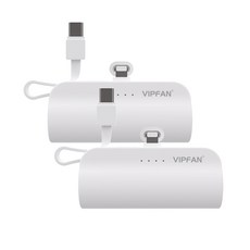 일체형보조배터리10000 단품 또는 1+1 선택가능 VIPFAN 도킹 2in1 보조배터리 5000mAh C타입 하이브리드 8핀 고급형 일체형 빌트인 외출 필수템 8핀+8핀