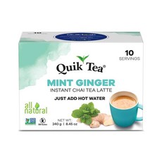 QuikTea Mint Ginger Chai Tea Latte 퀵티 민트 진저 차이티 라떼 240g 10개입 2팩