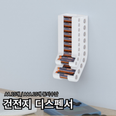 KOKO 무타공 AA/AAA 건전지 수납함 정리 배터리 디스펜서 깔끔 신발장, 1개, 화이트