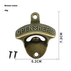 벽 코르크 스크류 골동품 맥주 병 오프너 아연 벽마운트 벽장착, 8.A Bronze, 1개