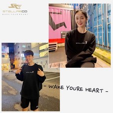 스텔라코 맨투맨 티셔츠 공용 블랙 SC EMBROIDERY