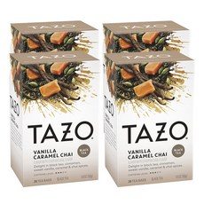 TAZO 타조 바닐라 카라멜 차이 블랙 티 20개입 4팩, 20개, 4개