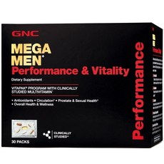 GNC 지엔씨 남성용 메가맨 퍼포먼스 & 바이탈리티 비타팩 30팩 Mega Men Performance Vitality Vitapak, 1개