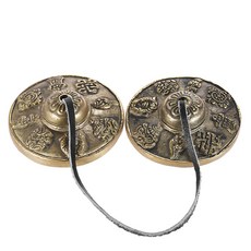 수공예품 핸드벨 티베트 명상 팅샤 심벌 벨과 8 상서로운 불교 상징불교물 2.6인치/6.5cm, 1개