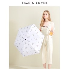 TIME & LOVE 시간 대 연인 초 경 량 작고 휴대 하기 쉬 운 접 개 우산 겸용 자외선 차단 제 양산 양산 차단 제 자외선 50% 접 기 블랙 젤 우산 법 투 화이트 - 50% 할인, 상세페이지 참조, 상세페이지 참조