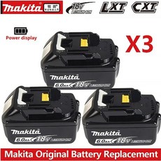 마키타 충전식 전동 공구 배터리 18V 마키타 LED 리튬 이온 LXT BL1860B BL1860 BL1850 5000mAh, 06 3PCS Makita 6Ah