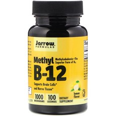 Jarrow Formulas 메틸 B-12 레몬 맛 1000 mcg 100 정, 1개, 기본, 100개