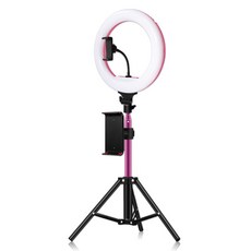 Andoer (배터리 제외) + 32cm 환상의 조명 링 라이트 영어 원격 제어 M32-M9-D15-X8 에어 키트 삼각대 전원 코드 클램프 플레이트 전화 분홍색 미국 규제 110V, 분홍
