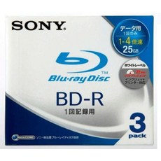 SONY 일본제 데이터용 BD-R 추기형 편면 1층 25GB 4배속 프린터블 3장 P 3BNR1DBPJ4, 1개