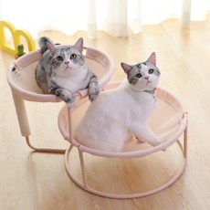 101983 고양이침대 레드락 캣츠 핑크 캣츠 해먹의자 겨울 온난화 캣츠 펫 하우스 분해 세탁 가능, 베이지 더블 봄과 여름_해먹