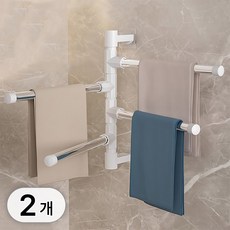 투데이리빙 1+1 무타공 회전식 5단 수건 행주 걸이 부착식 주방 타올 욕실 화장실 접착식 다용도 걸이대, R89193W, 2개, 화이트 R89193W, 2개, 화이트