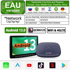 카링킷프로2 CarlinKit 8G 128G Android 13 CarPlay TV AI Box Ultra QCM6125 8코어 무선 및 Auto YouTube Netflix FO, 1.4GB 64GB - Android 13.0 EAU