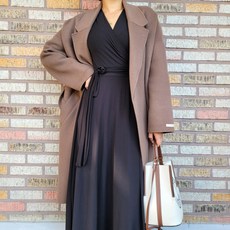 크리스탈쉽 (와인추가) 여성 겨울 기모 슬림핏 브이넥 롱 맥시 랩 원피스 만삭촬영 77 사이즈까지