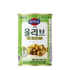 동서 스파게티 피자 파스타 감칠맛 대용량 리치스 그린올리브 홀 피티드 405g 405g, 12개