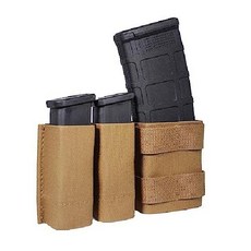  Esstac 5.56 1+2 갭 KYWI 매거진 파우치, 코요테 브라운, 부착 방법  4x WTF 스트랩 
