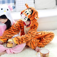 아빠빤쮸 엄마브라 극세사동물잠옷_어린10.푸네타이거
