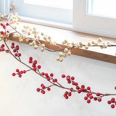 [플라워트리] 열매가랜드 130cm 크리스마스트리 장식, 색상:골드