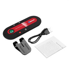 179923 블루투스 핸즈프리 자동차 키트 무선 오디오 수신기 스피커 전화 MP3 음악 플레이어 선 바이저 클립 멀티 포인트 노이즈 캔슬링, 빨간, 0 Red_0 CHINA
