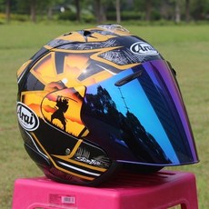 사무라이 사무라이 오픈 페이스 하프 헬멧 라이딩 모토크로스 레이싱 모토바이크 헬멧 SZ-RAM4, 13.with Rainbow Visor - M