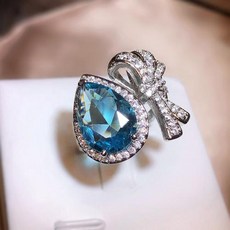 Paraiba 반지 패션 여성의 활 보석 아쿠아 마린 숙녀를위한 다채로운 보물 웨딩 파티 핸드 쥬얼리 - 불가리아쿠아마린