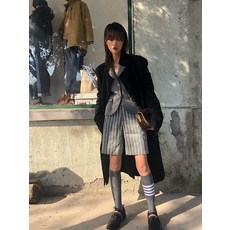 여자겨울코트 Del블랙라벨 씨리즈 양털모직 코트 여성 2019겨울용 뉴타입 루즈핏 보통길이 미지물외투