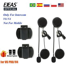 생활용품 EJEAS V6 프로 헬멧 인터콤 클립 3.5mm 마이크 스피커 헤드셋 V넷폰 V4 바이크 오토바이 블루투스 인터폰, [02] 1 Set, 1개