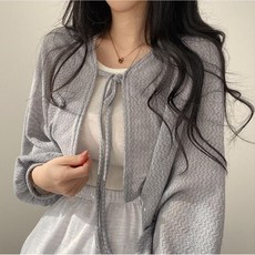 팔뚝살커버 벌룬 쉬폰 캐주얼 루즈핏 여름 얇은 크롭 카디건 볼레로 간절기