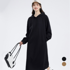 Sherrich 여성 롱후드원피스 가을 면 긴팔 원피스 슬림핏 후드 원피스