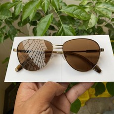 초경량 순수 티타늄 파일럿 선글라스 UV400 보호 럭셔리 디자인, GF0171-Gold Brown, 1개
