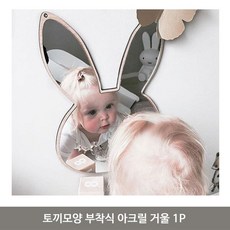 아기안전거울 부착식 붙이는거울 안깨지는거울 부착거울 토끼모양 유아 거울 1P 유아안전거울 안전 아기방, 선택-미키-상세페이지참조