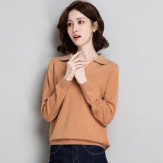 울셔츠 여성 100 봄 룩 POLO 넥 겨울 상의 얇은