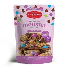 Miss Jones Baking Monster 쿠키 믹스 - 글루텐 프리 25% 더 많은 초콜릿 50% 낮은 설탕 수유 천연 단맛을 낸 디저트 및 간식 1팩, 10.57 Ounce (Pack of 1)