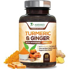 Nature's Nutrition Natures 생강 튜메릭 커큐민 영양제, 120 Count (Pack of 1), 1개