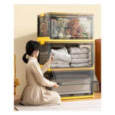 코코루이 폴딩수납장 1단 접이식 수납함 이불정리 옷장정리 88L, 아이보리-Ivory, 1개