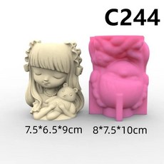 고양이 토끼 곰과 화분 재떨이 펜 홀더 실리콘 몰드 석고 콘크리트 돌 조각 예술용 향기, 3. C244, 1개