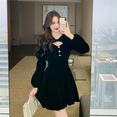 YLZ 겨울 가을 계절 타입 벨벳 숄 숏 튜브탑 꽃봉오리 스커트 검정치마 여성