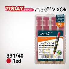 피카 VISOR 전용 리필심 991 산업용 영구 마커 990전용 교환심 바이저 마킹 크레용, VISOR 리필심 No.991/40 (빨간색), 1개