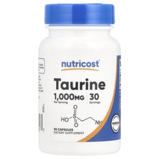 Nutricost 타우린 1000mg 캡슐 30정, Nutricost타우린1000mg캡슐30정, 1개