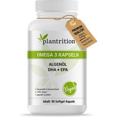 Plantrition 식물성 오메가3 비건 1500mg 90 소프트겔 캡슐, 90정, 1개