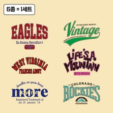 [마켓피아] 열전사지 의류전사지 열전사스티커 전사지, 1세트, 6종(대형3종+소형3종)