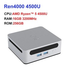 GenMachine 미니 PC Ren4000 4500U 1500MHZ GPU AMD Ryzen5 Windows 1011 DDR4 지원 64GB 3200MHz RAM WiFi6 NU, AU, 16GB 3200Mhz 256GB