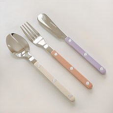 DALPAENGI LIVING Chibi 甜點餐具 3 件套, 1p 茶匙 + 1p 茶叉 + 1p 奶油刀, 1組